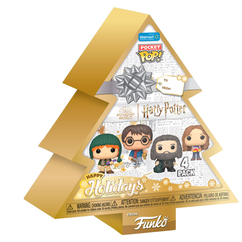 Harry Potter Pocket Pop 4-Pack - božični set mini Funko figuric za okrasitev ali zbirateljske vitrince, original Funko izdelek.