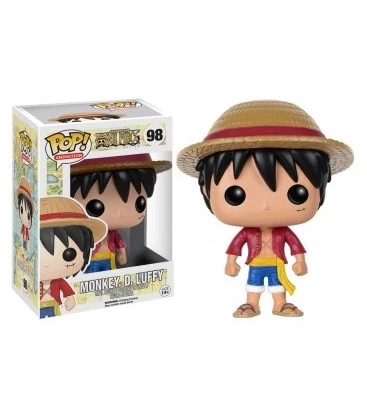 Funko POP Monkey D. Luffy 98 One Piece vinil figurica s slamnatim klobukom, brazgotino in rdečo jopico, idealna za anime zbiratelje.