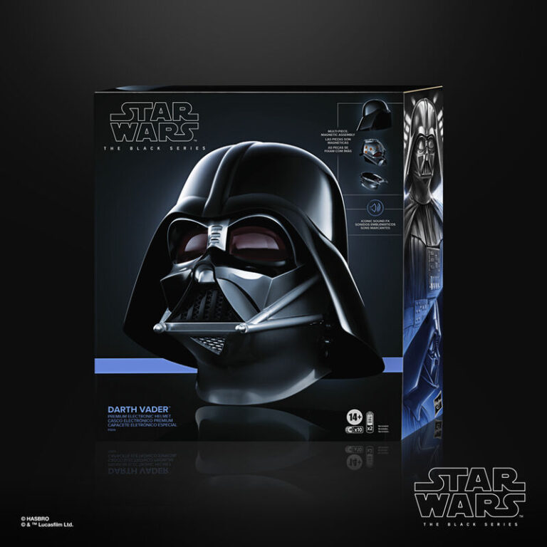 Star Wars Darth Vader Electronic Helmet iz Obi-Wan Kenobi Series Edition, premium elektronska čelada z realistično obliko in zvočnimi učinki, namenjena zahtevnim zbirateljem in cosplay navdušencem.