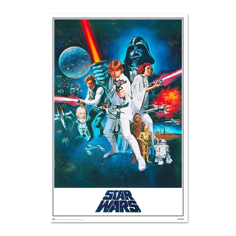 Star Wars plakat Novo upanje - Čarobna galaksija v velikosti 91,5 × 61 cm, stenska dekoracija za ljubitelje Vojne zvezd in galaktičnih zgodb.
