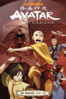 Avatar The Last Airbender The Promise Part 2 – naslovnica stripa z Aangom, Zukom in prijatelji