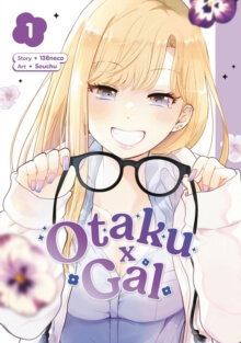Otaku x Gal Vol. 1 – naslovnica japonske mange s svetlolaso junakinjo in očali