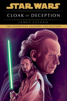 Star Wars Cloak of Deception – naslovnica romana Jamesa Lucena s Qui-Gon Jinnom in kanclerjem Valorumom