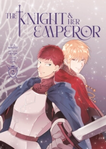 The Knight and Her Emperor Volume 2 – naslovnica korejske fantasy manhwe s Pollyanno in kraljem Luxosom